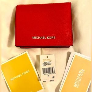 MICHAEL KORS Bright Red leather card holder wallet